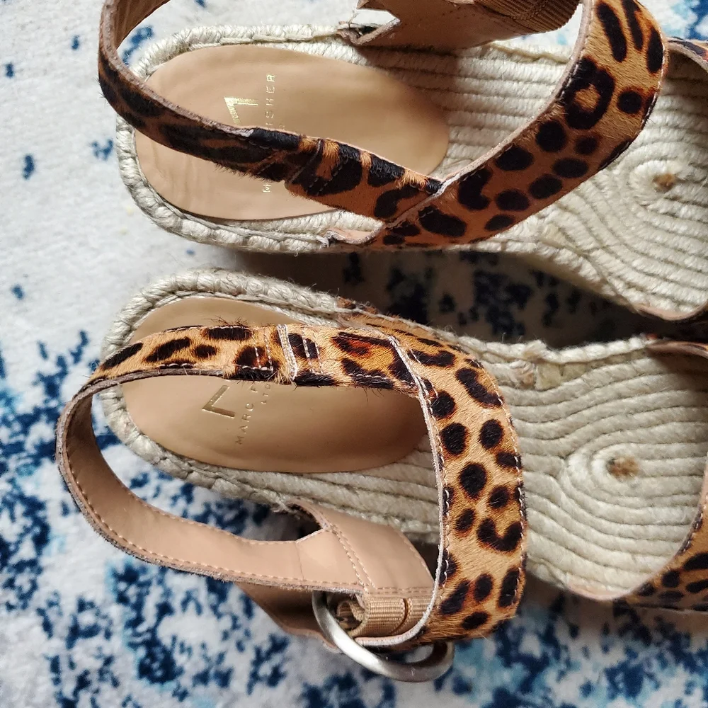 Marc Fisher Ltd Espadrilles Leopard Print NWOB Boho Coastal Festival